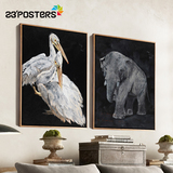 卓雅艺术 太平有象动物欧式餐厅装饰画现代简约挂画电表箱画