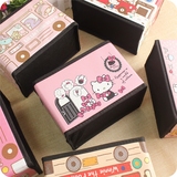 韩国KT皮质桌面收纳盒可爱化妆品整理箱卡通杂物小物置物盒38包邮
