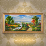 现代简约美欧中式餐客厅装饰画丰收田园风景有框纯手绘油画DLA468