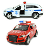奥迪Q7仿真合金119消防车儿童110警察玩具车男孩汽车模型回力声光
