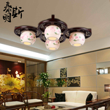 泰明斯 中式陶瓷吸顶灯 实木圆形卧室灯客厅灯简约餐厅吸顶灯具