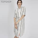 TOPSHOP2016春夏新款黑白条纹拼接腰带式连衣裙10J16JMON