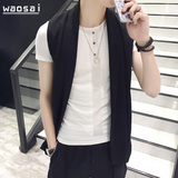 时尚马甲男夏季薄款外套青年韩版黑色修身发型师马夹潮流个性开衫