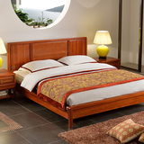 美式简约现代中式樱桃木全实木床1.5m1.8双人2米储物高箱大床婚床