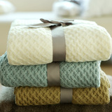 全棉羊绒线织毯钩针毯空调纯色毯毛线包被手工编织毯包邮