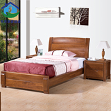 全实木儿童床中式现代榆木床1.2 1.5米1.8米双人单人床 简约婚床