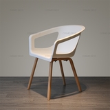 特价 现代简约创意塑料扶手电脑椅休闲椅 酒店咖啡厅北欧实木餐椅