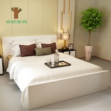 烤漆板式床简约现代双人床1.8 1.5米白色钢琴烤漆床高箱储物床