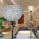 现代时尚简约宜家创意 客厅卧室书房 银色K9水晶LED落地灯具 遥控