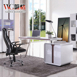VVG 白色钢琴烤漆书桌抽屉柜简约现代家用电脑桌简易台式办公桌子