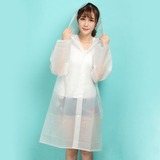 包邮 韩国时尚男女成人款户外旅游徒步白色透明雨衣长款带帽雨披
