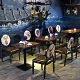 美式复古主题餐厅桌椅 个性咖啡厅酒吧桌椅 工业风特色餐饮店桌椅