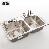科勒水槽双槽台上不锈钢水槽龙头套装厨盆洗菜盆K-3645T正品包邮