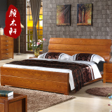 现代中式水曲柳全实木床1.8米实木双人大床1.5米高低箱储物高档床