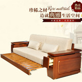 特价全实木沙发 简约现代布艺沙发 三人推拉床 123组合橡木沙发