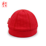 长命富贵新生婴儿胎帽子红色秋冬季0-3-6-12个月男女宝宝满月衣服
