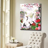 数字油画diy特价 客厅风景宜家大幅手绘装饰画 花卉山水仙鹤牡丹