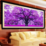 新款5D风景钻石画紫色树木贴钻十字绣魔方圆钻粘钻客厅大幅满钻绣