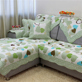 韩式绿色心形全棉布艺四季夏季实木皮 纯棉防滑沙发垫沙发巾垫子