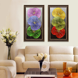 欧式东南亚泰式风格金箔荷花池花卉抽象装饰油画玄关客厅挂画背景