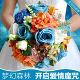 韩式田园新娘手捧花仿真 蓝色火焰新娘捧花 创意礼品 结婚礼物
