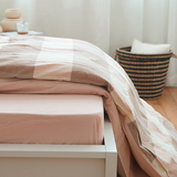 日式风水洗棉被套单件 大格子100%全棉良品简约风单双人被罩床品