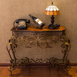 欧式铁艺玄关桌子实木电话桌玄关台墙边桌简约现代半圆玄关柜供桌