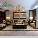 样板房新中式家具 样板间现代中式布艺简约实木沙发别墅家具定制