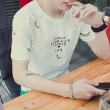 男士短袖t恤圆领夏季青少年韩版印花体恤学生夏装卡通潮流上衣服