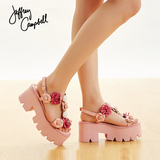 美国jeffrey campbell 舒适厚底凉鞋粉色花朵舒适女鞋新款
