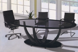 佛山办公家具现代时尚黑色钢化玻璃会议桌椭圆形创意高档恰谈桌