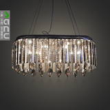 欧式LED水晶灯现代简约黑色长方形遥控客厅灯大气奢华餐吊灯