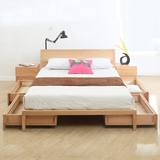 简约橡木床北欧日式宜家MUJI风格家具实木床 1.5米1.8米双人床
