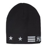 韩国代购-正品MLB洋基队黑色印漆NY毛线帽 针织帽 包头帽男女保暖