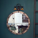 美式复古铁艺洗漱化妆镜子壁挂墙饰创意家居软装咖啡厅墙面装饰品
