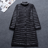2015新款韩版中长款超轻薄毛呢领羽绒服女冬装外套羽绒衣修身显瘦