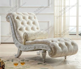 外贸原单美法式做旧家具欧式简约风格实木布艺贵妃靠椅躺椅美人榻