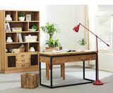 美式乡村复古书桌电脑桌台式桌书房简约办公桌子 实木新中式家具