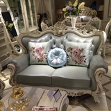 欧式真皮沙发组合 欧式实木雕花高档奢华别墅123沙发法式客厅沙发