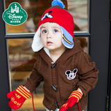 迪士尼宝宝秋冬儿童毛衣外套连帽开衫抓绒加厚男女童婴儿针织衫
