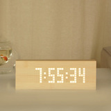 LED信息时钟夜光静音日期温度电子木头闹钟客厅钟创意生日礼物