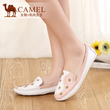 Camel骆驼女鞋正品 个性舒适 圆头平跟头层牛皮 春夏新款浅口单鞋