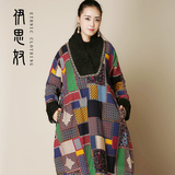 2016新款中国民族风女装秋冬装中长款棉衣花大码复古加厚外套大衣