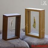 原木色欧式简约植物标本双面玻璃相框6寸7寸实木创意摆台装饰画框