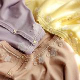 独家女装春秋粉黄紫钉珍珠花朵雪纺花朵针织开衫线衫外套日本原单