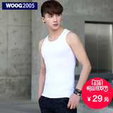 WOOG2005男士莫代尔棉背心2016夏季白色青年韩版修身型打底汗背心