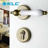 德国KLC欧式青古铜机械房间门锁室内仿古分体锁 陶瓷把手纯铜锁芯