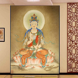 无纺布壁画定制古典中国风特色国画观音菩萨图客厅电视背景墙纸