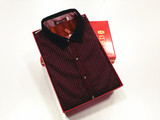 红豆男士商务休闲外穿型内衣加厚加绒衬衫保暖内衣上装衬衫领内衣