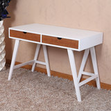 白色实木抽屉式书桌 高档电脑桌子可定做 创意台式机木桌简约家用